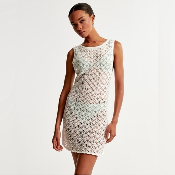Abercrombie & Fitch Womens Crochet Style Mini Dress Coverup, Size Large - Picture 2 of 6